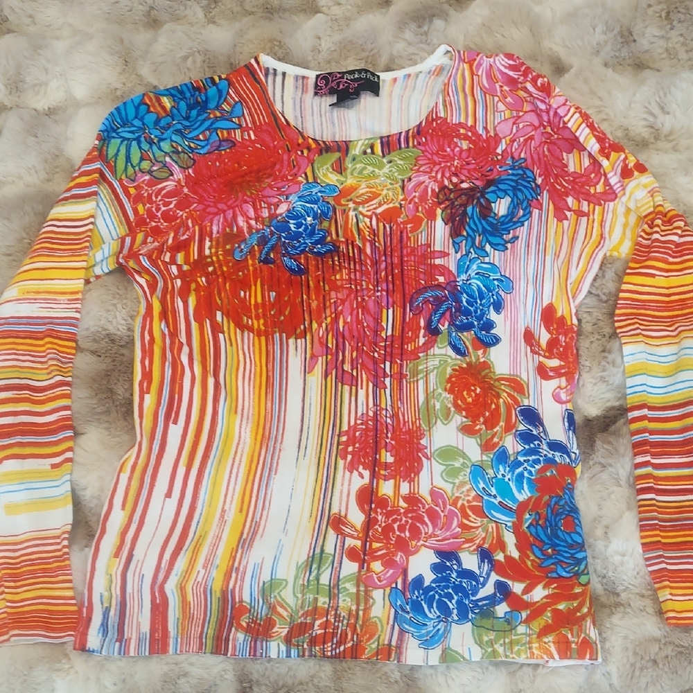 Desigual Multicolor Floral Striped Women's Top
